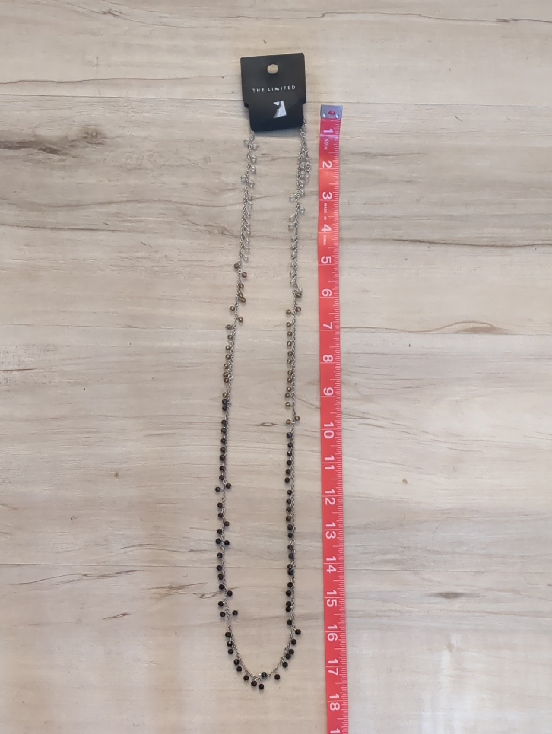 The Limited Black, Taupe, And Clear Bead Necklace With Silver-Tone Chain